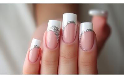 Modern French tips with a subtle glitter accent