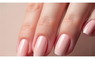 Minimalist nude pink manicure, perfectly polished