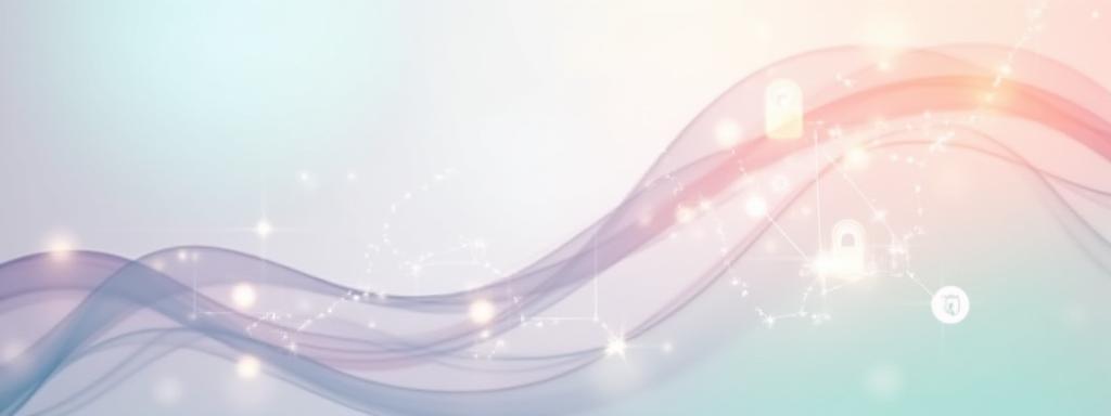 Privacy policy visual with abstract flowing lines and subtle pastel colors