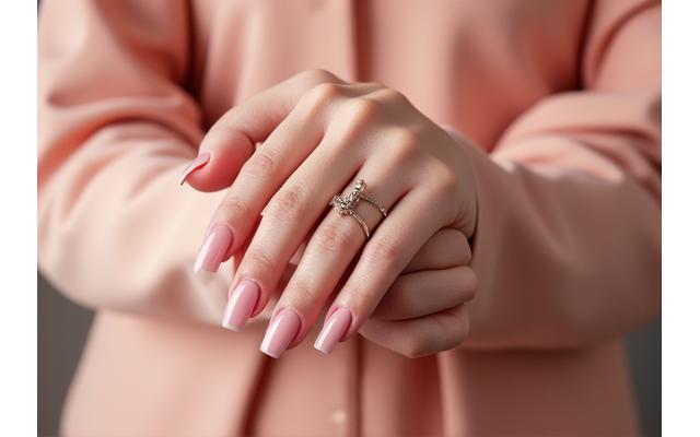 Elegant hands with fresh gel nail extensions